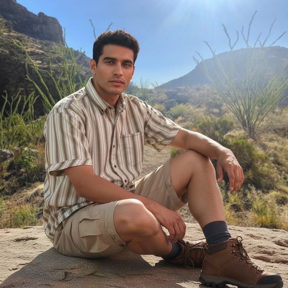 KÜHL Men’s Striped Short Sleeve Button-Down Size L – Outdoors Hiking – Tan/Brown
